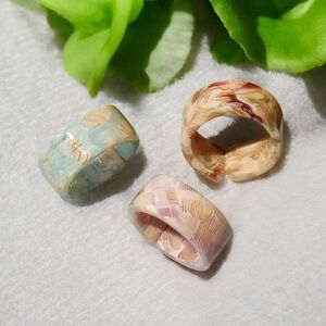 Pink & Blue Swirl Acrylic Ring Set of 3 Size 8 to larger